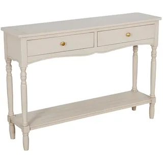 DRW Konsolentisch für den Eingangsbereich mit 2 Schubladen aus Holz in Beige, 110 x 28 x 75 cm, Medidas: 110x28x75cm