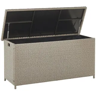 Beliani Auflagenbox Rattan taupe 126/46 cm Modena - Kunststoff , 126x63x46 cm , Gartenzubehör, Kissenboxen