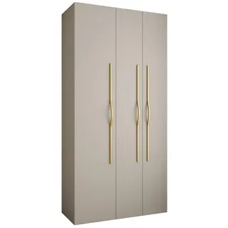Abiks Möbel Drehtürenschrank 245,5/120/50 3-türig , Kaschmir, Goldfarben , Holz , Nachbildung , 120x245.5x50 cm , Schlafzimmer, Kleiderschränke, Drehtürenschränke