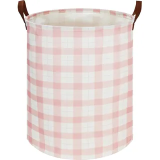 CLOCOR Kinder-Wäschekorb, Wasserdichter Wäschesammler für Baby Jungen im Kinderzimmer, Faltbarer Aufbewahrungskorb aus Stoff, Spielzeugkorb, Raumdekoration, Geschenkkorb (Rosa Gitter)