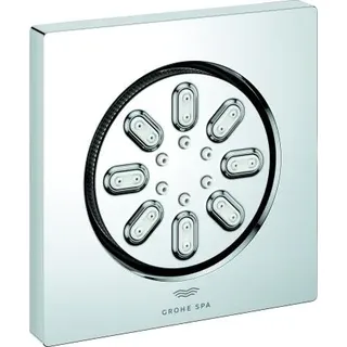 GROHE Seitenbrause Rainshower Aqua 26802, 2 Strahlarten, 3.3 l/min Durchflusskonstanthalter, inklusive Einbaukörper und Abdichtung, eckige Form, chrom - Silber