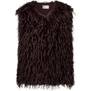 Fellimitatweste VERA MONT "Kunstfell-Weste mit Fransen", Damen, Gr. L, braun (rostbraun), Obermaterial: 100% Polyester PES., Westen Fellimitatweste