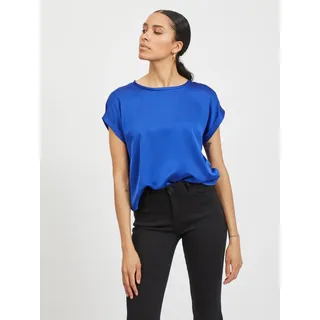 Vila Kurzarmshirt »VIELLETTE S/S SATIN TOP - NOOS«, Satin Optik, blau