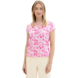 TOM TAILOR Damen Kurzarm-Bluse mit Muster , pink small floral design, 34