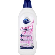 CARE + PROTECT– All in one Gel für Geschirrspüler / Entfetter, Klarspüler & Geruchsentferner / extra stark bei Fett und Schmutz / aktiv bei kurzen Programmdurchläufen / bis zu 37 Spülvorgänge / 750 ml