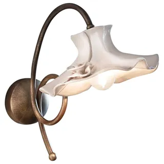 Wandleuchte Metall Keramik h: 30 cm Rostbraun Weiß E14 Landhaus Stil Wandlampe