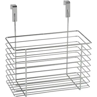 Wenko Einhängekorb Slim, Organizer zum Einhängen an Schranktür oder Schublade, Korb aus Metall, 24 x 15 cm, Chrom