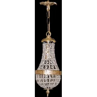 Casa Padrino Barock Hängeleuchte Glas Kristall / Gold - Höhe 30 cm, Durchmesser 10 cm - Decken Leuchte Antik Stil - Gold