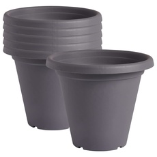 Clever Pots Kunststoff-Pflanztopf, 6x20cm Außen- oder Innentopf mit Entwässerungslöchern, leichtes & wetterfestes Pflanzgefäß für Blumen und Pflanzen, ideal für Garten, Terrasse & Veranda, Holzkohle