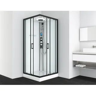 SANOTECHNIK MIAMI Komplettdusche mit Schiebetür 90 x 215 cm schwarz/Sicherheitsglas