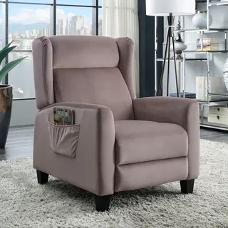 ATLANTIC home collection TV-Sessel »Timon« klassischer Ohrensessel mit Relaxfunktion und praktischer Seitentasche, braun