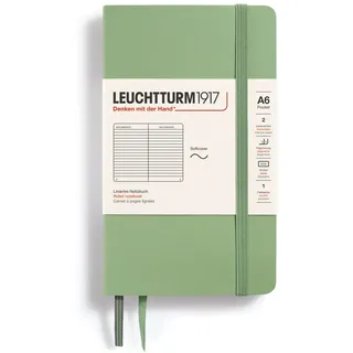 Leuchtturm1917 363951 Notizbuch Pocket (A6), Softcover, 123 nummerierte Seiten, Salbei, Liniert