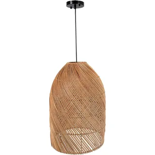 VIVANNO Hängelampe Rattan ESSENCE Rund, Natur geflochten - 25x55 cm - Beige