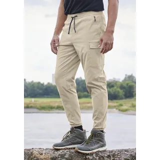 Jogger Pants JOHN DEVIN, Herren, Gr. 62, N-Gr, beige (sand), Obermaterial: 95% Polyamid, 5% Elasthan, unifarben, bequem knöchellang, Hosen Jogger Pants, Trekking-Outdoor-Hose mit Belüftung im Kniebereich