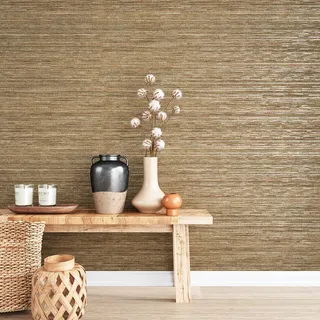 VEELIKE Tapeten Grastuch Gold Möbelfolie Vintage Selbstklebend Folie Ornamente Klebefolie Gold Wandtapete Luxus Dekorfolie für Möbel Schlafzimmer Küchentapete Wand Abwaschbar Badezimmer 40cm×300cm
