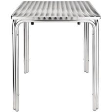 Bolero Quadratischer Innen - Außen Café Restaurant Bistro Terrassentisch 600mm, Aluminiumgestell, Edelstahlplatte, Abmessungen: 720(H) x 600(B) x 600(T)mm | CG837