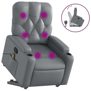 vidaXL Massagesessel mit Aufstehhilfe Grau Kunstleder - Grau
