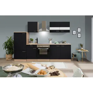 Respekta Küchenleerblock LBKB270ESS Schwarz/Eiche ca. 270 cm
