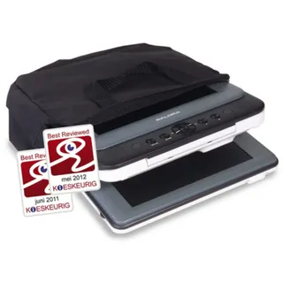 Salora DVP7048TWIN – Tragbarer DVD-Player – Mobiler DVD-Player – DVD-Player fürs Auto – 2 Bildschirme (7 Zoll) – Akku – USB – SD – Zubehör - Grau, Weiß