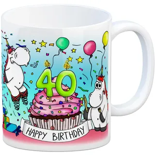 trendaffe - Honeycorns Tasse zum 40. Geburtstag mit Muffin und Einhorn Party