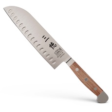 GÜDE Solingen - Santoku Messer mit Kulle geschmiedet, 18 cm, Walnussholz, ALPHA WALNUSS, Doppelkropf, Handmade Germany
