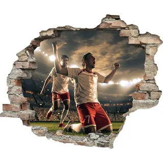 Queence »Fußball Jubel« Wandsticker, Wandbild, selbstklebend, 3D, Wanddurchbruch,