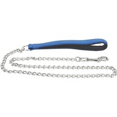 CHAPUIS SELLERIE SLA067 Hundeleine - Gedrehte Stahlkette Durchmesser 3 mm - Handschlaufe Nylon blau - Länge 1,20 m - Größe L