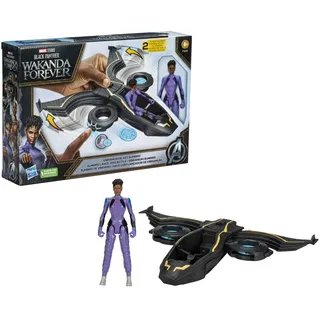 Marvel Hasbro Studios Black Panther: Wakanda Forever, Vibranium Blast Sunbird Fahrzeug mit Shuri-Actionfigur im Maßstab 15 cm, ab 4 Jahren