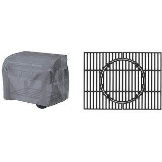 tepro Abdeckhaube Universal für Grillwagen klein, anthrazit (48,3 x 104,1 x 101,6 cm) & Grillzubehör Universal Guss-Grillrost-Set, emailliert, mit Rost-in-Rost-System, Grillfläche: ca. 41,5 x 55 cm