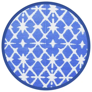 vidaXL Outdoor-Teppich ARAKIL Blau und Weiß Ø160 cm PP - Blau
