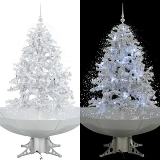 vidaXL Weihnachtsbaum Schneiender Mit Schirmfuss Weiss 140 Cm , Weiß , Kunststoff , 140 cm , Dekoration, Weihnachtsdekoration, Christbäume & Zubehör