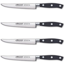 Arcos Serie Riviera - 4 Steakmesser - Klinge aus geschmiedetem Nitrum-Edelstahl 130 mm - Griff aus Polyoxymethylen (POM) Farbe Schwarz