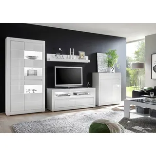 Home Affaire Wohnwand HOME AFFAIRE "Carat", weiß (weiß, weiß hochglanz), B:370cm, Kastenmöbel-Sets, Wohnwand, wird jeweils mit zwei Leisten angeliefert, 1 x grau, 1 x weiss