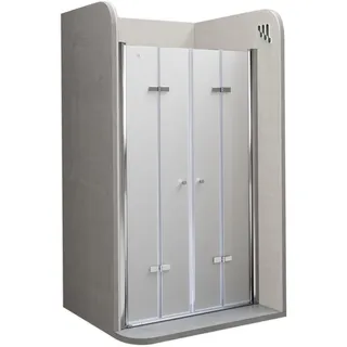 i-flair Doppelfalttür Verstellbereich von 80-84 cm Höhe: 195 cm Duschabtrennung aus 6 mm satiniertem ESG Sicherheitsglas mit Nanobeschichtung