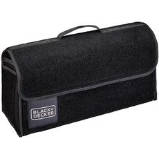 Bild Black+Decker Kofferraum Organizer - Kofferraumtasche - 55 x 15 x 23 CM - 1 großes Fach und 2 Einsätze - Einkaufen und Autozubehör - Mit Klettverschluss - Schwarz