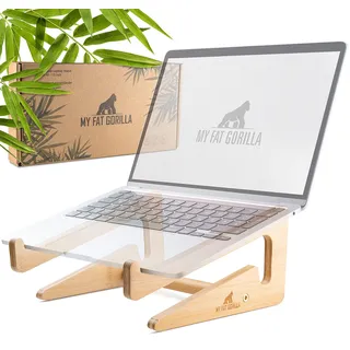 Notebook Ständer - Laptop Ständer Holz - Laptop Stands - Laptopständer Holz | MY FAT GORILLA Bambus MacBook Ständer - Laptop Halterung Schreibtisch für 10–15 Zoll - MacBook Stand (Natur)