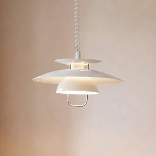 Lindby Esstisch Pendelleuchte, Hängeleuchte Metall höhenverstellbar Hängelampe weiß 1x E27 max. 60W ohne Leuchtmittel Esszimmer Küchenlampe