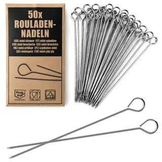 COM-FOUR Rouladennadeln 11 cm Edelstahl Weiß