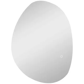 Homcom 70, Silber Glas, 5x50x70 cm LED Spiegel mit Touchschalter, 3 Lichtfarben, Asymmetrischer Badezimmerspiegel, Badspiegel mit Beleuchtung 70x50