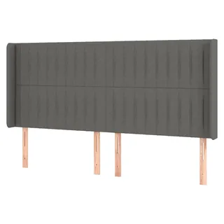 Kopfteil mit Ohren, Bettkopfteil mit Holzbeinen, Höhenverstellbares Polsterkopfteil für Bett, Betthaupt Bettzubehör Schlafzimmer, Dunkelgrau 163x16x118/128cm - Dunkelgrau