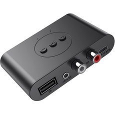 Bluetooth 5.2 Musikempfänger,Asudaro Bluetooth Digital Converter Receiver USB Audio Adapter Bluetooth Freisprech-Player mit 3,5 mm AUX für Auto-/Heimstereo-Musik-Streaming,Schwarz