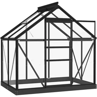vidaXL Gewächshaus Aluminium Anthrazit ESG 4 mm 1,5 m2