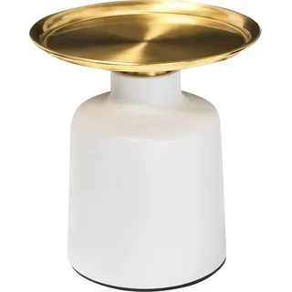 BELIANI Beistelltisch Weiß / Gold aus Metall Rund Klein Glamouröser Stil Couchtisch Kaffeetisch Akzenttisch für Wohnzimmer - Weiß, Gold