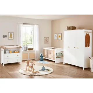 Pinolino Babyzimmer , Weiß , Holz , Eiche, Masson-Kiefer,Masson-Kiefer , 6 Fächer , 2 Schubladen , umfangreiches Zubehör erhältlich,zum Juniorbett umbaubar, höhenverstellbar, Sprossen mit Normabstand, zum Sitzsofa umbaubar, Aufbauanleitung im Karton, Lattenrost inklusive, Schlupfsprossen , Babymöbel & Kindermöbel, Babyzimmer, Babyzimmer-Serien