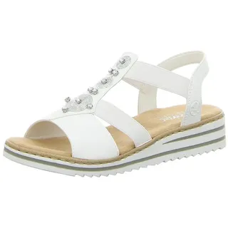 Rieker Damen Sandaletten V0687, Frauen Sandalen,Ladies,Sommerschuhe,Freizeitschuhe,offene,Strandschuhe,Sommersandalen,Lady,Weiss (80),39 EU / 6 UK