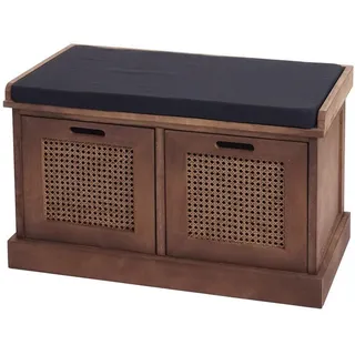 MCW Sitzbank MCW-J49, Polsterbank Garderobenbank, Kissen Aufbewahrungsboxen Staufach 47x75x40cm ~ braun, Polster schwarz