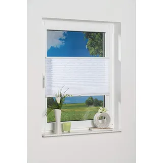 K-home Klemmfix-Plissee , Ausbrenner Stoff, weiß, 75 x 130 cm (B x L)