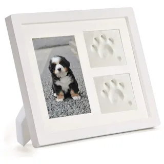 Goomis Pfotenabdruck Set Hund und Katze,Holz Bilderrahmen,3D Gipsabdruck - Andenkenbox, Wanddekoration für