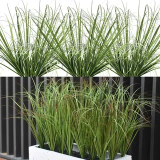 Sumneo 12 Büschel Kunstgras wie echt - Ultra-realistisches & wetterfestes Dekogras für Draußen, 30 cm Grün - Für Garten, Balkon, Grabschmuck und Blumenkübel