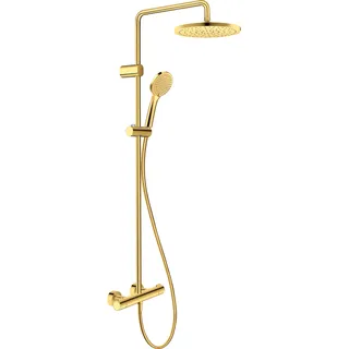 Duravit Duschsystem 1000 MinusFlow Ausl. 354mm, m Brausethermostat, Gold poliert